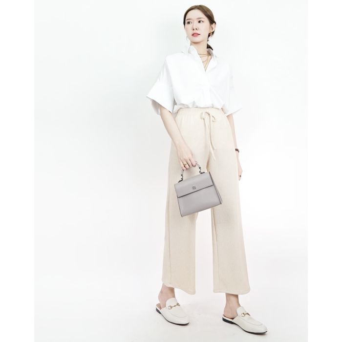 BASIC RIBBED KNIT PANTS-CREAM