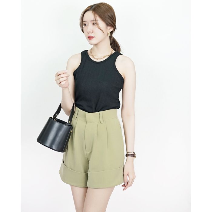 WISDA HIGH WAISTED SHORTS-MATCHA-M