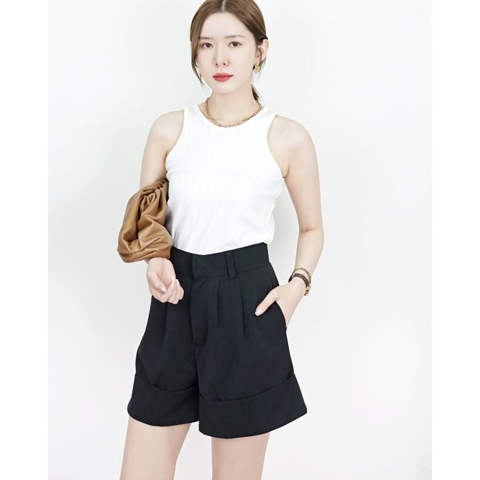 WISDA HIGH WAISTED SHORTS-BLACK-L