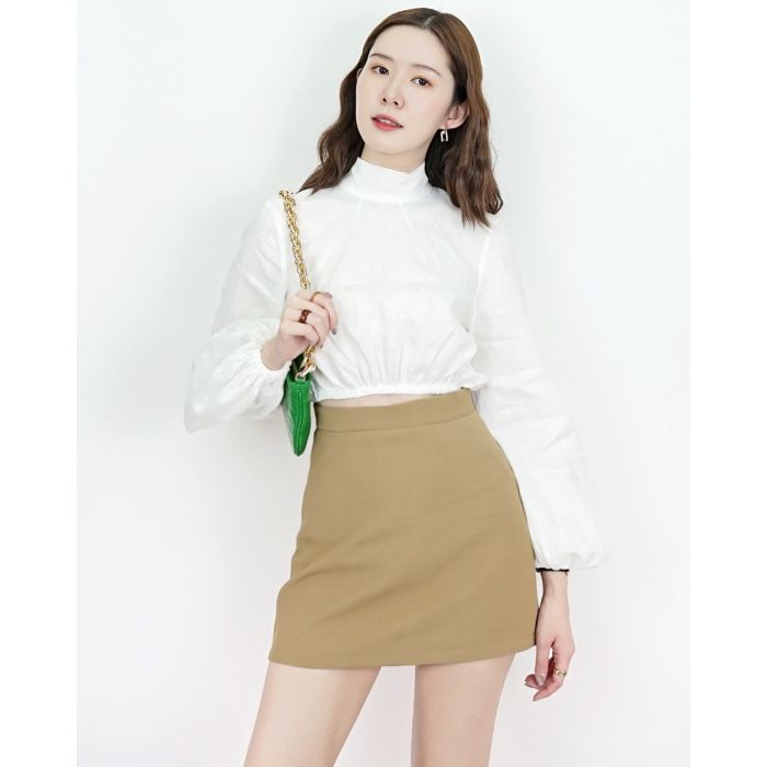 TORY BASIC MINI SKIRT-KHAKI-M