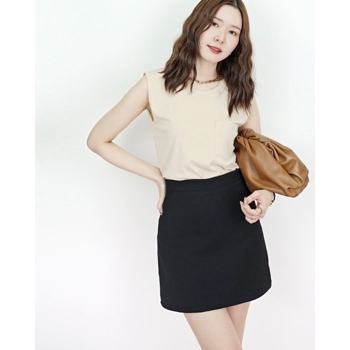 TORY BASIC MINI SKIRT-BLACK-L