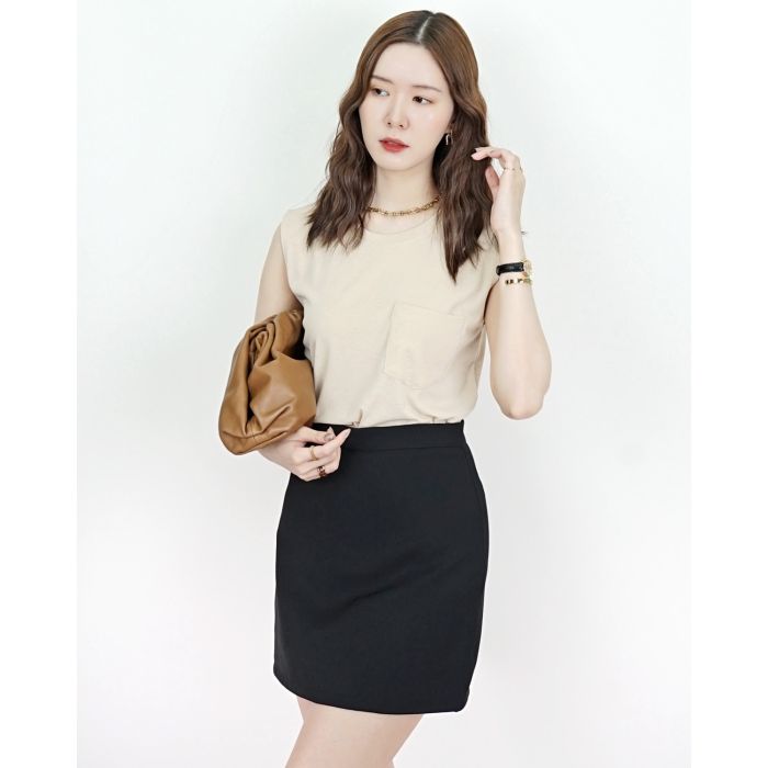 TORY BASIC MINI SKIRT-BLACK-M