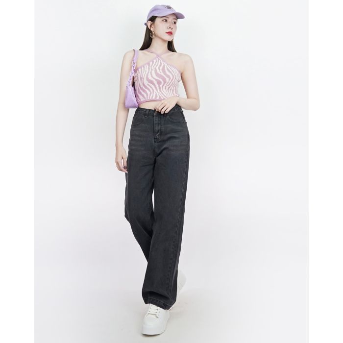 BAGGY DENIM PANTS-BLACK-M