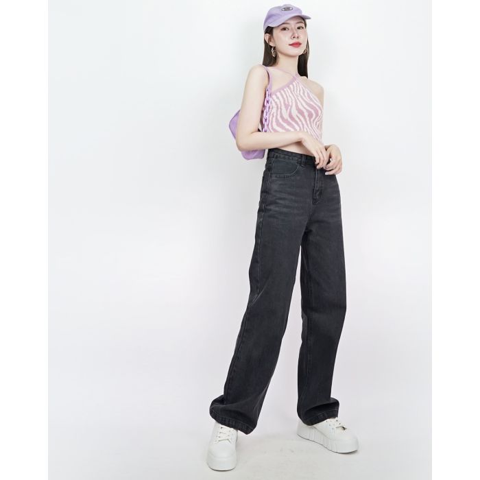 BAGGY DENIM PANTS-BLACK-XL