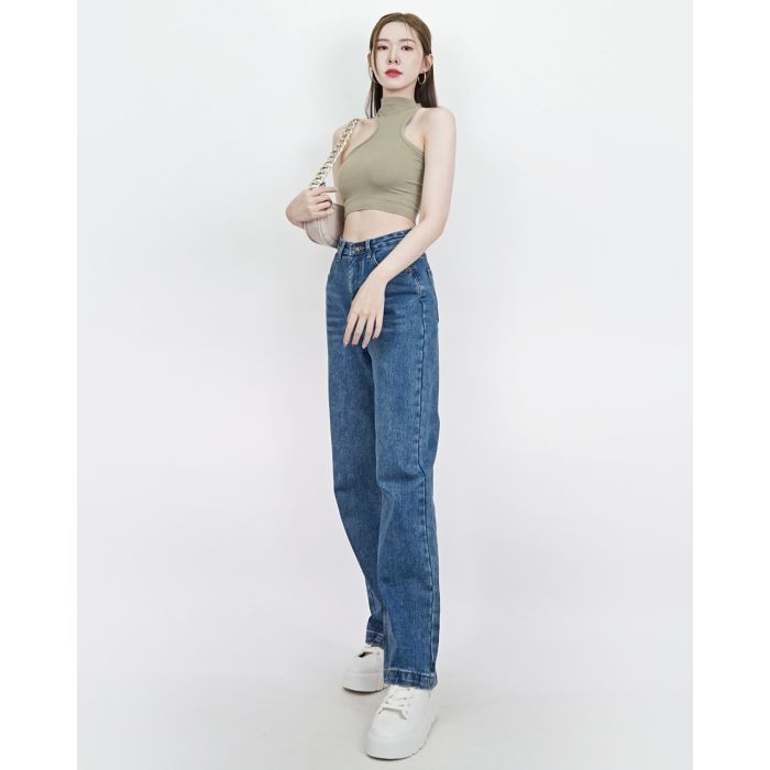 BAGGY DENIM PANTS-BLUE-L