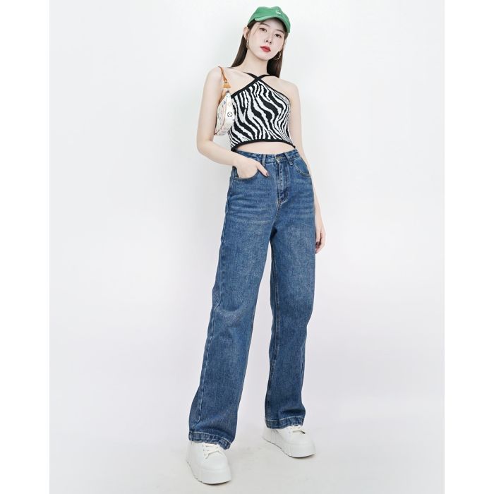 BAGGY DENIM PANTS-BLUE-M