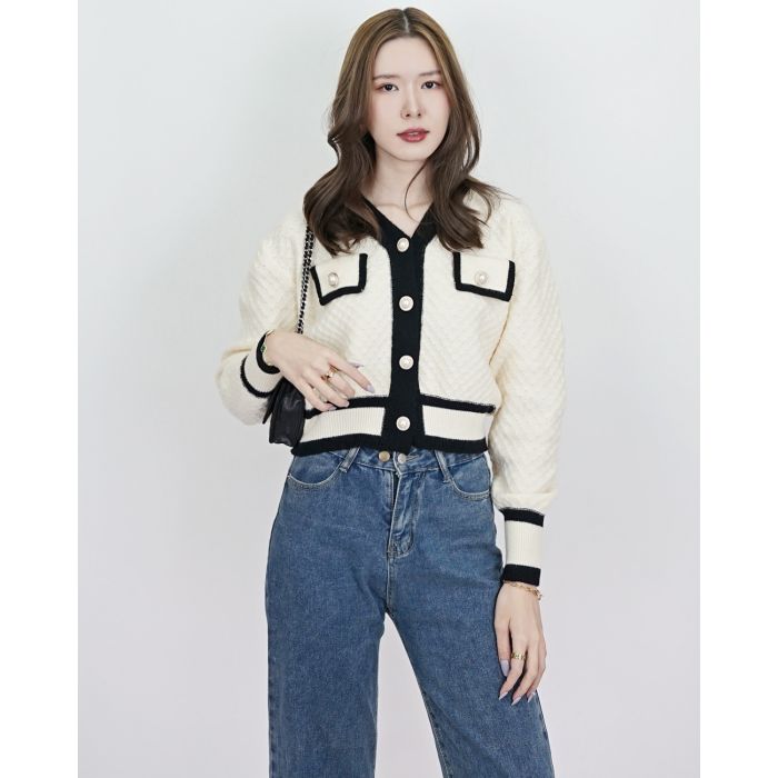 CAPUCINE PEARL KNIT CARDIGAN-VANILLA