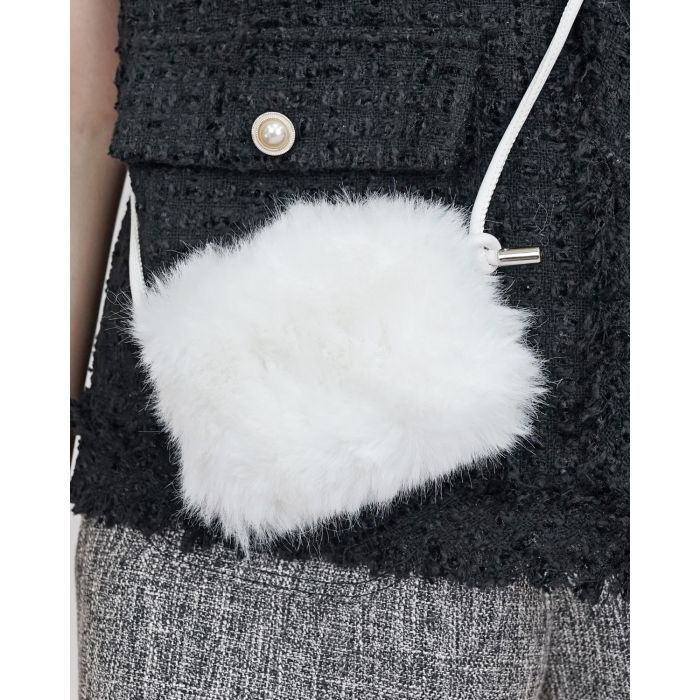 POM POM CROSS BODY BAG-WHITE