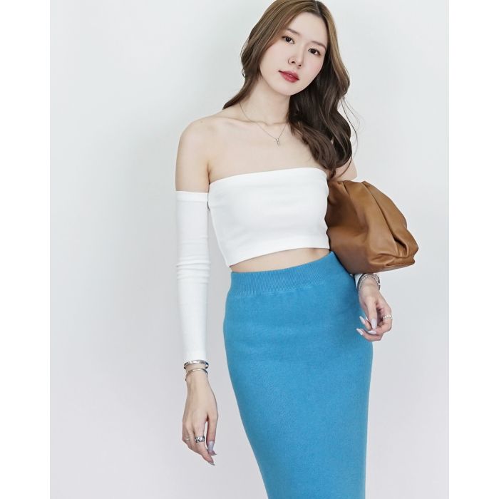 TEQUILA SEPARATE SLEEVE TUBE TOP-WHITE