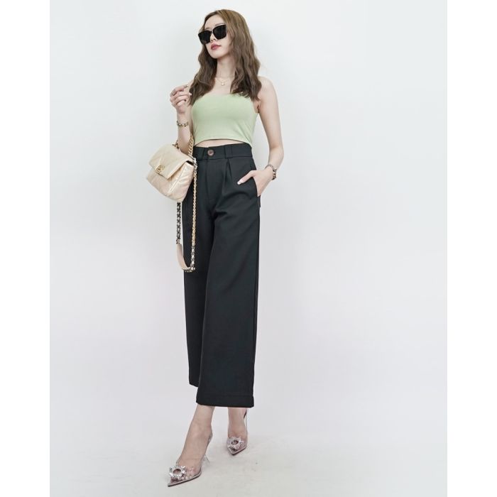 HARMONY BASIC CROPPED PANTS-BLACK-L