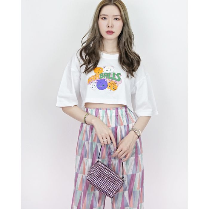 SPECIAL OFFER * HAIRBALLS CAT OVERSIZED CROP TOP