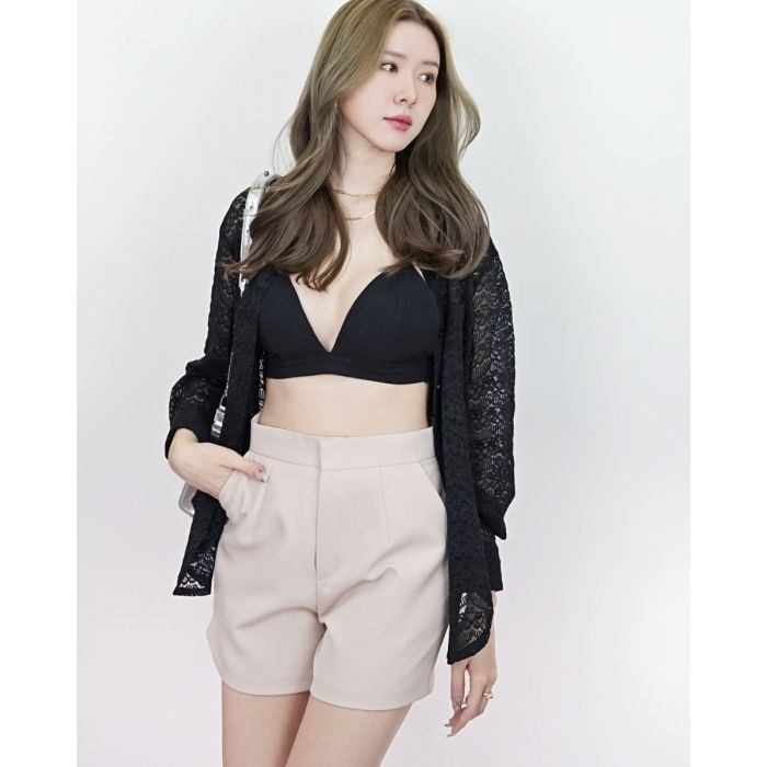 YACHT BASIC HIGH WAIST SHORTS-BEIGE-S