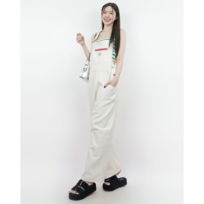 CUSTARD DENIM DUNGAREES-L