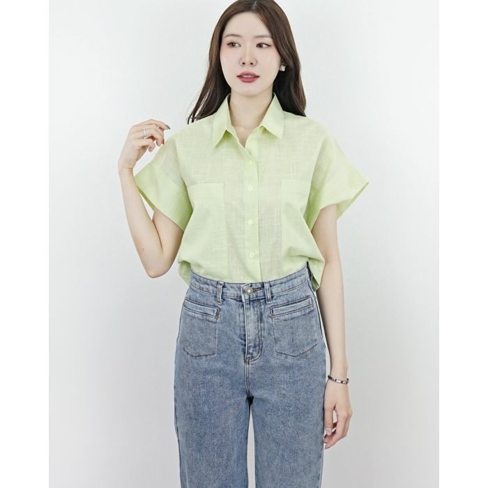 WINDY OVERSIZED POCKET SHIRT-CUCUMBER