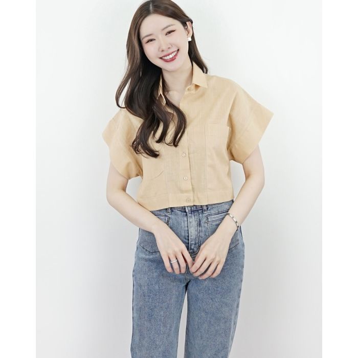 WINDY OVERSIZED POCKET SHIRT-BEIGE