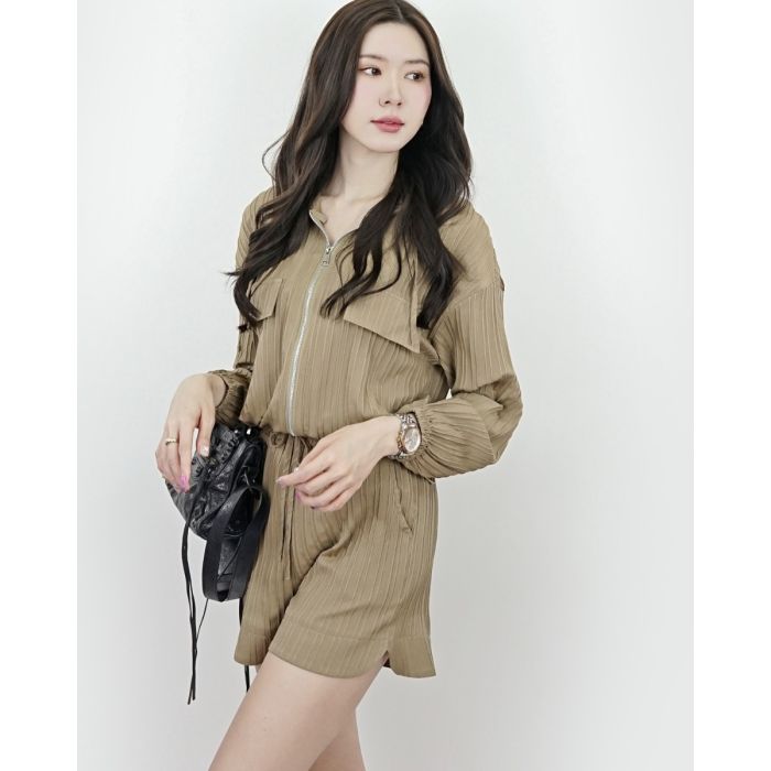 AIRPORT HOODIE TOP & SHORTS SET-TAUPE
