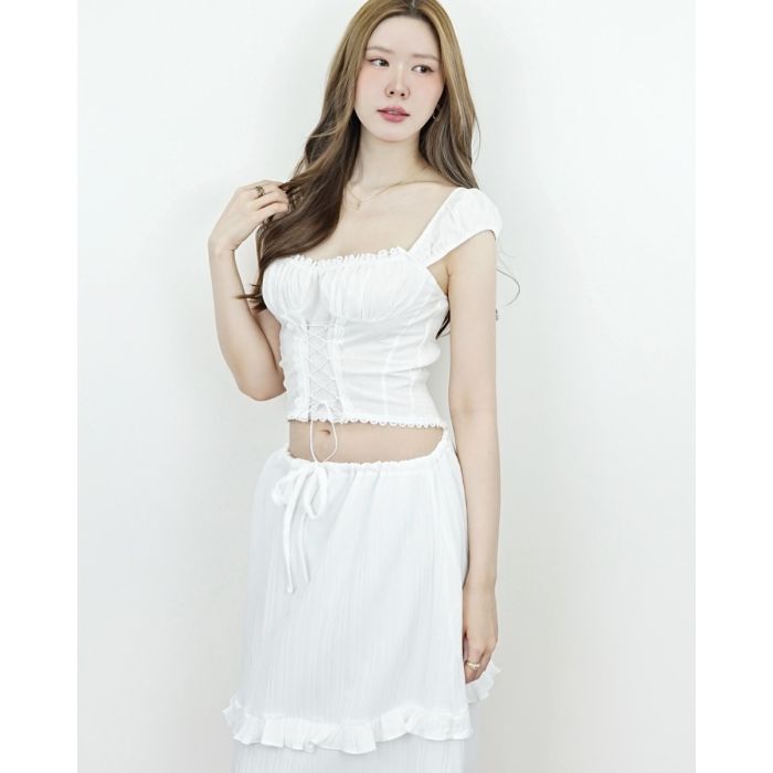VICTORIAN CORSET LACE TOP-WHITE