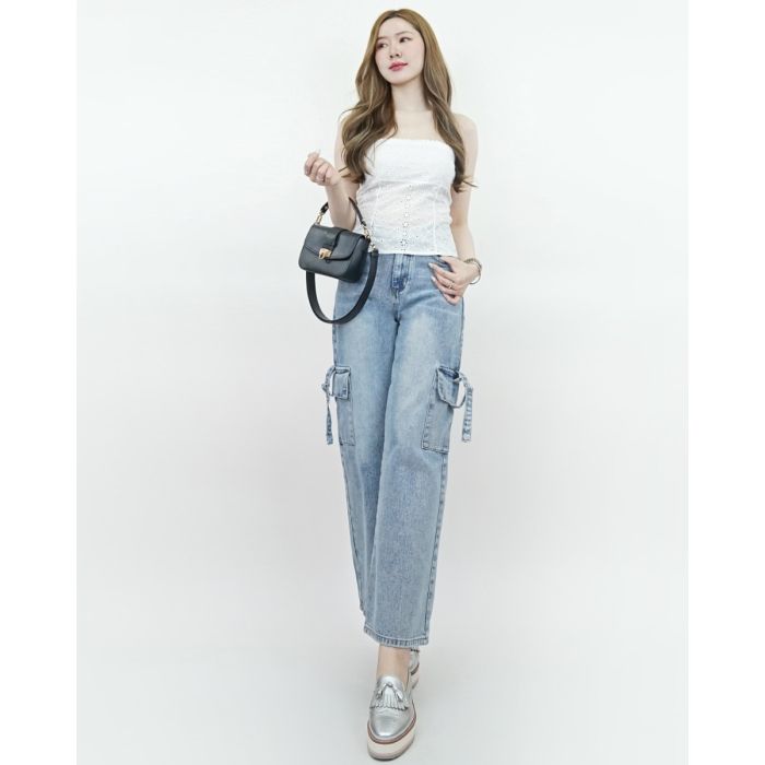 FIESTA BELTED CARGO DENIM PANTS