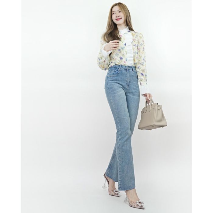 CHARIOT FLARE STRETCH DENIM PANTS-S