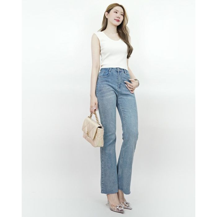 CHARIOT FLARE STRETCH DENIM PANTS