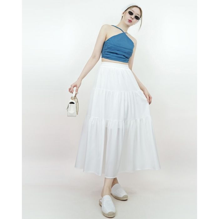 POOLSIDE BREEZE MAXI SKIRT-WHITE