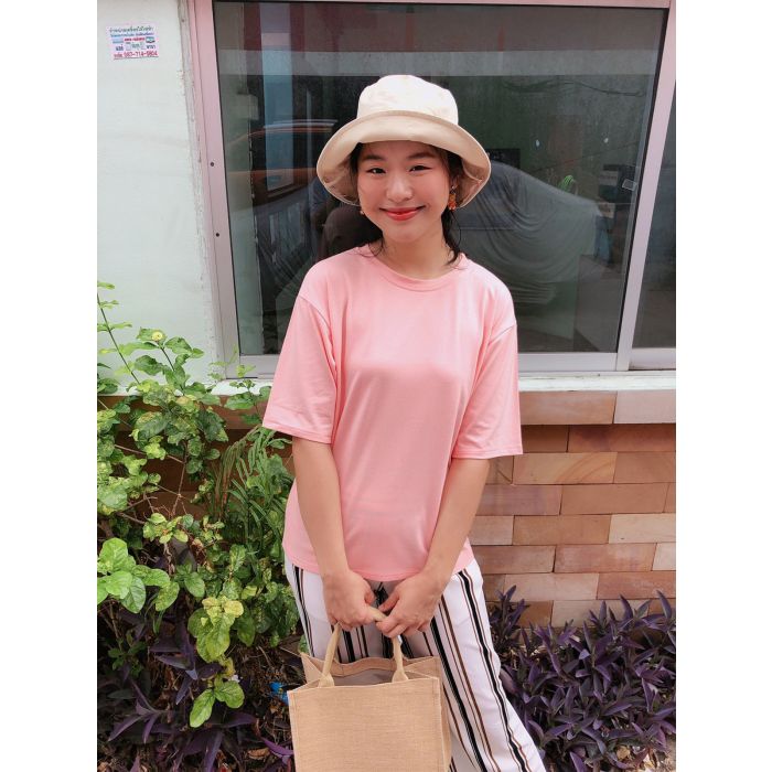 CHLOE BASIC COTTON JERSEY TOP-PEACH