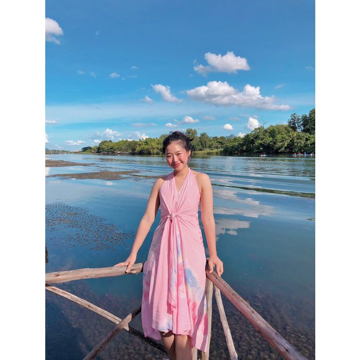 SPECIAL OFFER * DEL MAR HALTER TIE DYE MAXI DRESS-PINK