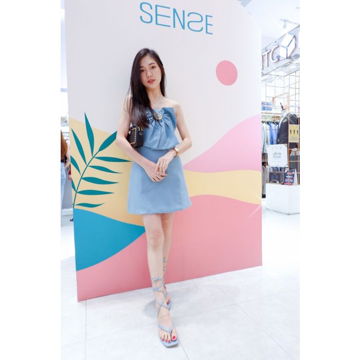 SPECIAL OFFER * JENNY BOW FRONT TUBE DRESS-BLUE-M