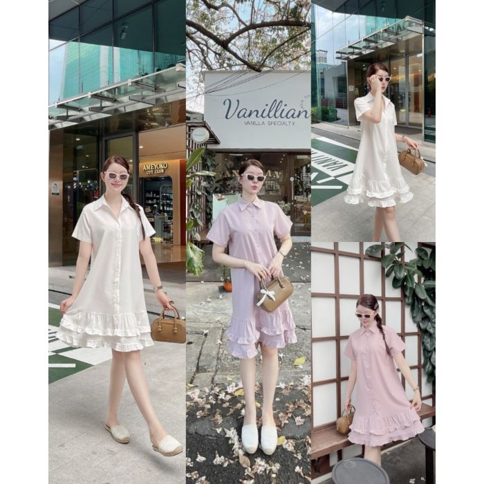 FOCACCIA RUFFLE HEM SHIRT DRESS