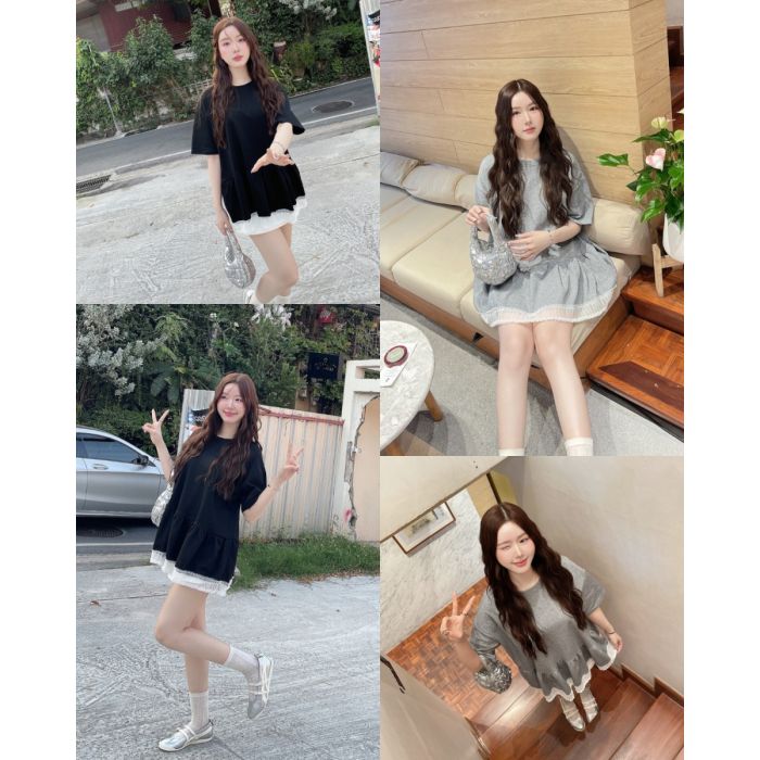 SOFT CORE LACE HEM TUNIC DRESS