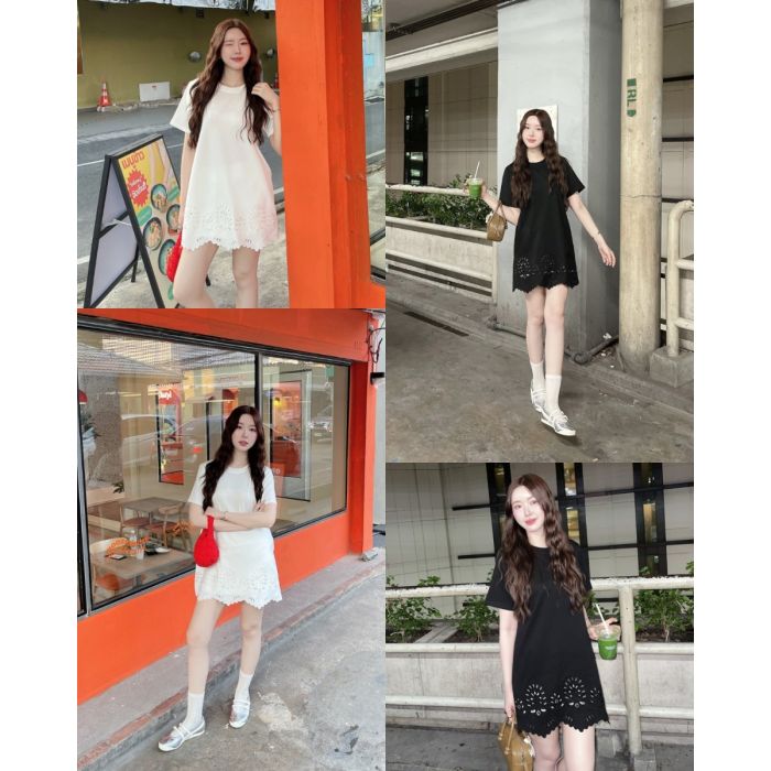 ZEYRA OPEN WORK HEM DRESS