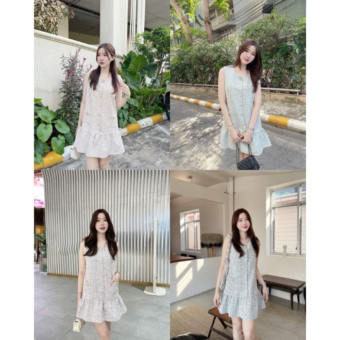 CAVELLE POCKET TWEED DRESS