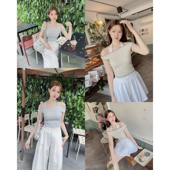 FLOMI STRIPE OFF SHOULDER TOP