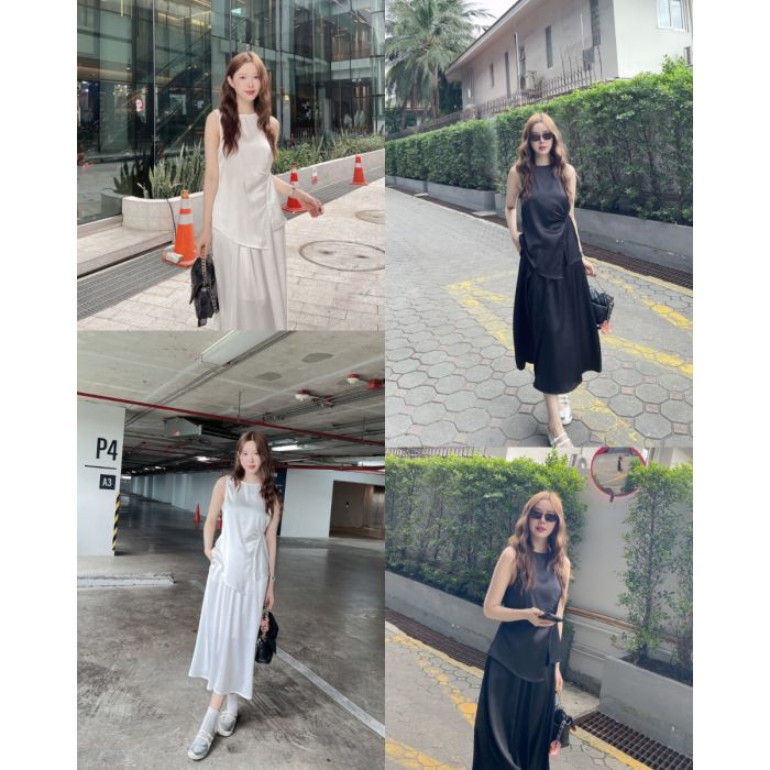 VERENE DRAPED TOP & MIDI SKIRT SET