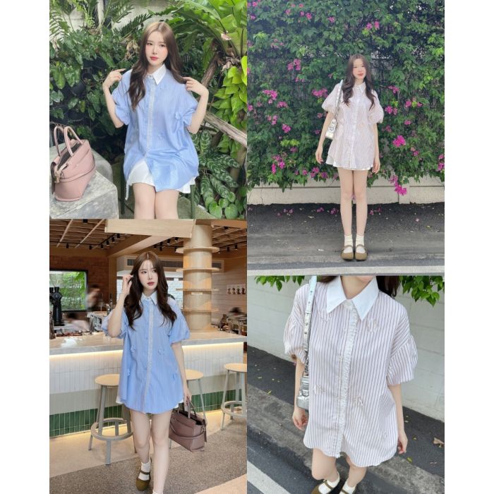 SORELLE STRIPE OVERSIZED TUNIC SHIRT