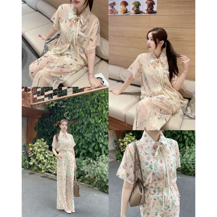 GARDEN SHIRT & PANTS CHIFFON SET