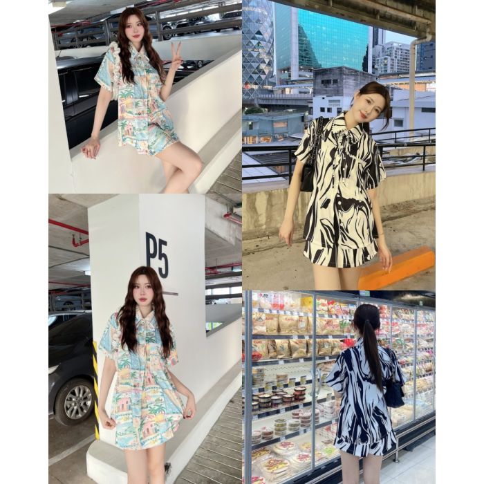 SOSHA PRINTED SHIRT & SKORTS SET