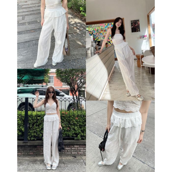 JULEE RUFFLE WAIST LACE PANTS