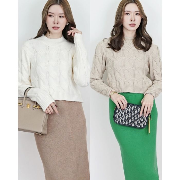 BRAID KNIT SWEATER TOP