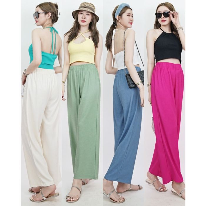 GLAM SHEEN BASIC RIBBED PANTS