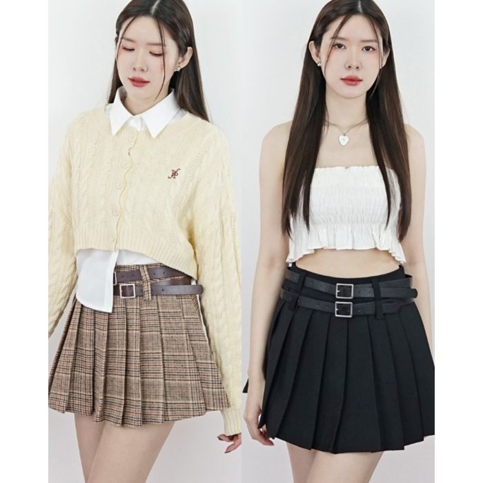 BROWNIE DOUBLE BELTED TENNIS SKIRT