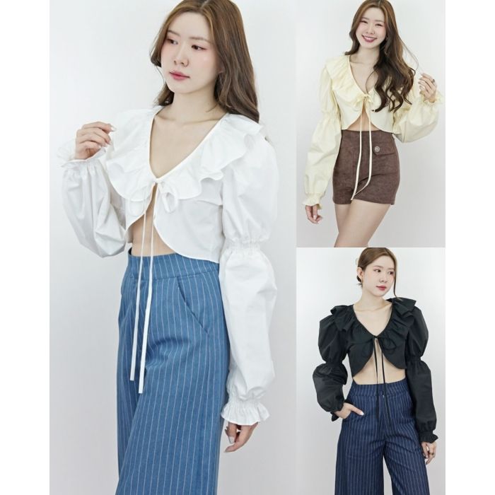 BUTTER RUFFLE TIE FRONT TOP