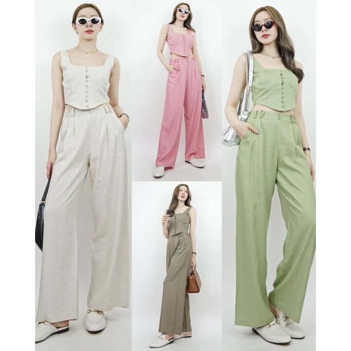 SUNDAY BRUNCH LINEN TOP & PANTS SET