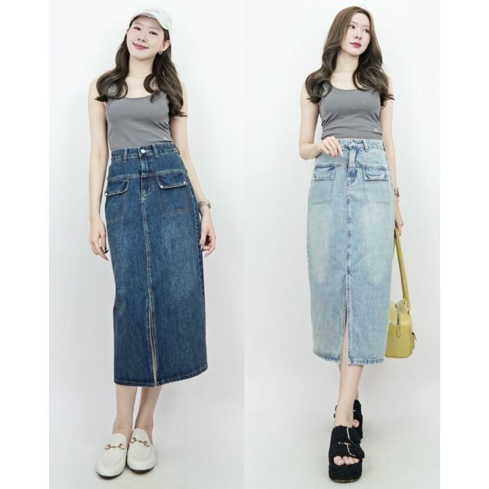 ARTISAN DENIM MIDI SKIRT