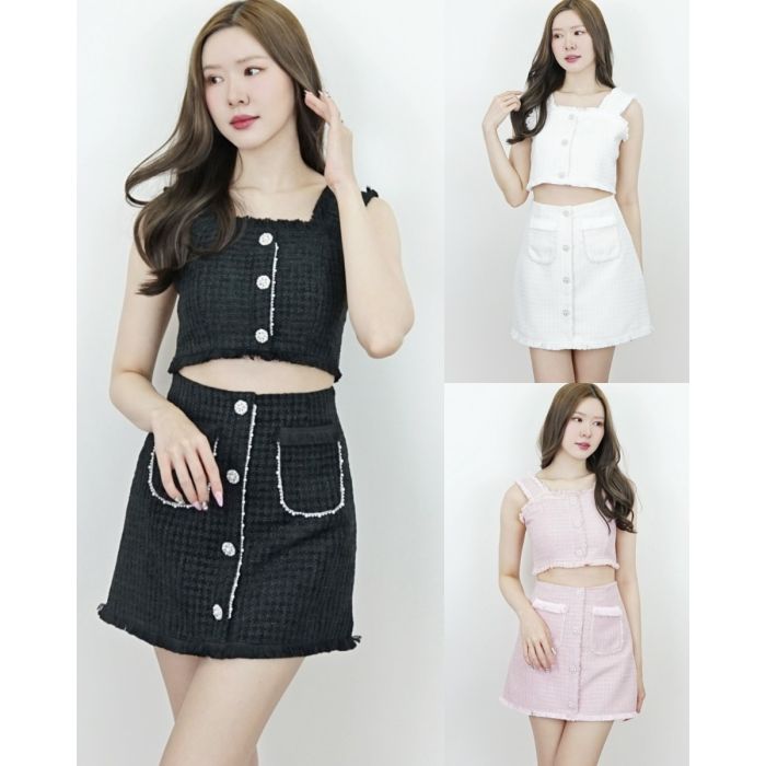 MILLE TWEED CROP TOP & SKIRT SET
