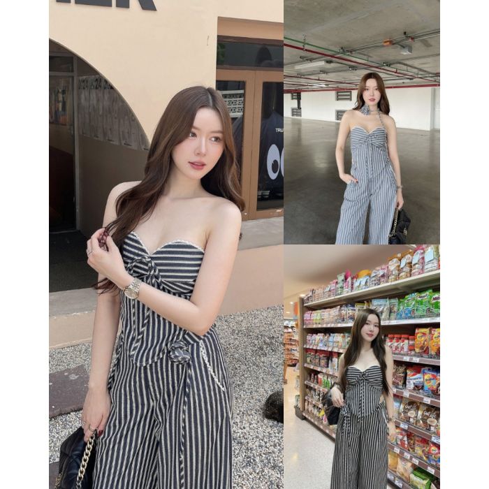 ESPRESSO STRIPE DENIM TUBE TOP