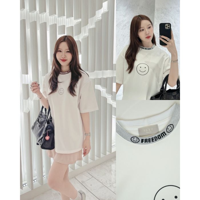 FREEMOOD SMILEY OVERSIZED TOP