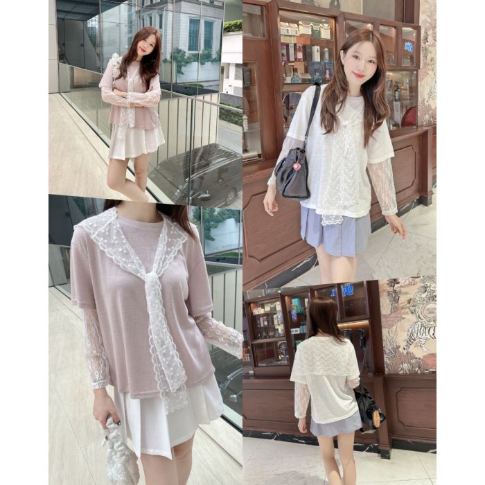 MIRALETTE LACE COLLAR BLOUSE