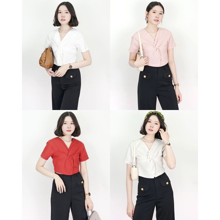 LEICA TWIST FRONT LINEN TOP