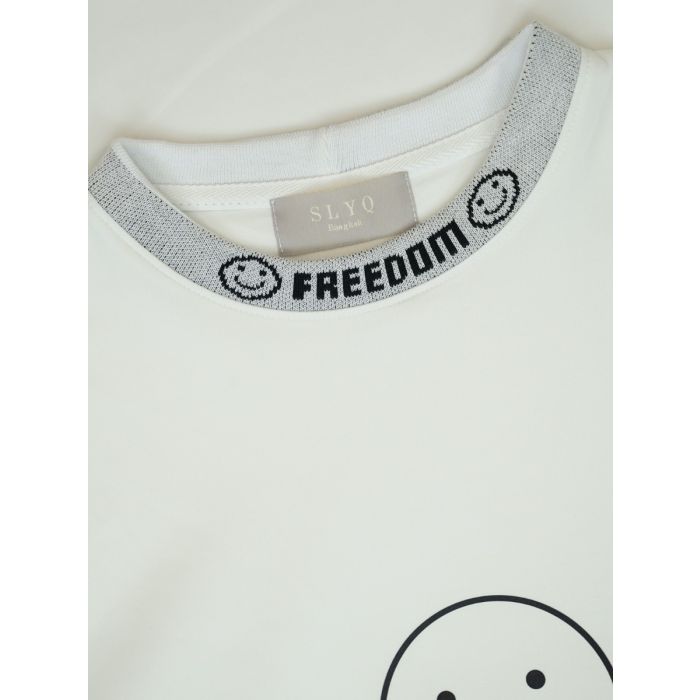 FREEMOOD SMILEY OVERSIZED TOP-GREY FREEDOM